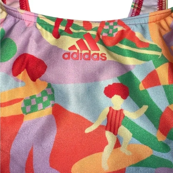 {NWOT FARM Rio + Adidas One Piece Bathing Suit in Pearl Citrine/Pink 12} - Picture 3 of 8